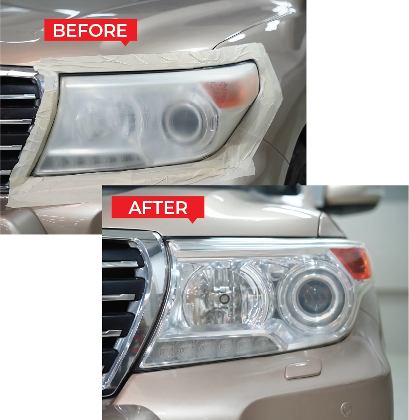 Headlight restoration polishing in Abu Dhabi